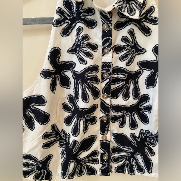 Anthropologie Pilcro Deco Halter Top Button Up Cotton Embroidered Print Patch - Picture 8 of 9
